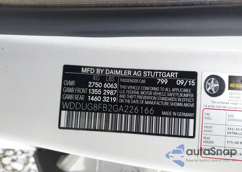 2016 Mercedes-Benz S 550 4Matic z USA, uszkodzony, nr VIN WDDUG8FB2GA226166